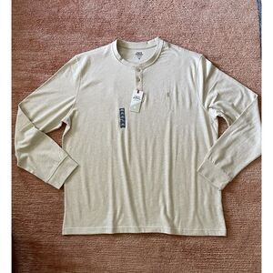 IZOD Saltwater Henley Long Sleeve Shirt XXL Oatmeal Heather NWT